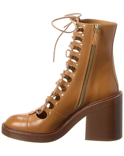 Shop Chloé Chloe May Leather Bootie In Brown