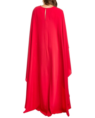 Shop Carolina Herrera Cascading Cape Gown In Red