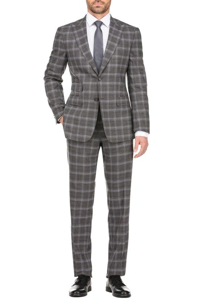 Shop English Laundry 2-piece Trim Fit Plaid Jacket & Pants Suit Set In Gray