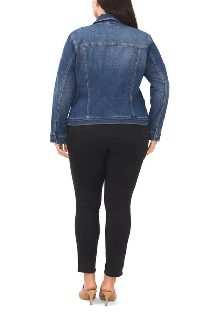 Vince Camuto Cotton Denim Trucker Jacket In Mid Indigo