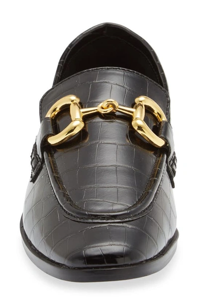 Shop Jeffrey Campbell Velviteen Bit Loafer In Black Croc Gold