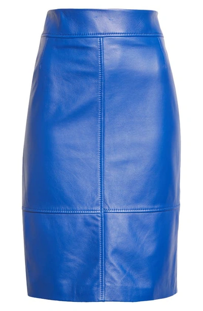 Shop Hugo Boss Selrita Leather Skirt In Surf