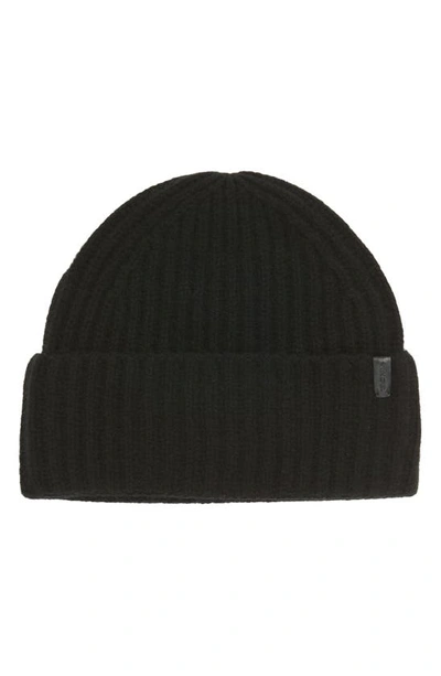 Shop Vince Boiled Cashmere Chunky Rib Beanie In Black