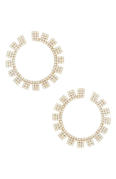 Shop Ettika Crystal Sunbeam Hoop Earrings In Gold