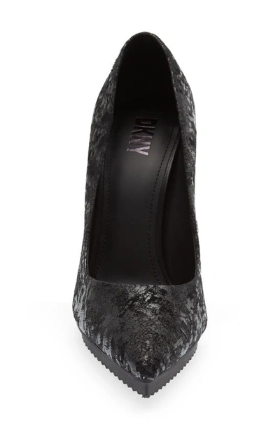 Shop Dkny Carisa Pointed Toe Pump In Black Cracked Leather