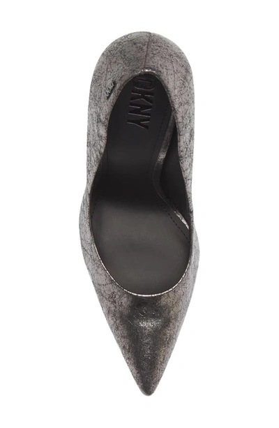 Dkny Carisa Pointed Toe Pump In Dark Gunmetal Cracked Leather