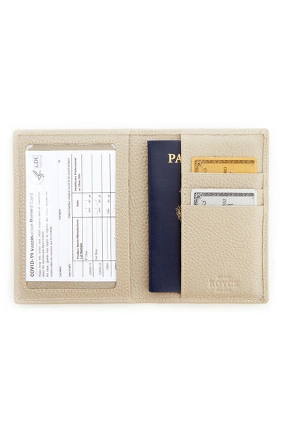 Shop Royce New York Personalized Leather Vaccine Card Holder In Taupe - Silver Foil