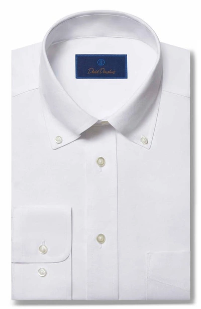 Shop David Donahue Regular Fit Pinpoint Oxford Non-iron Dress Shirt In White