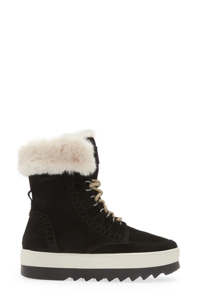 Shop Cougar Vanetta Faux Fur Trim Waterproof Boot In Black/ Cream