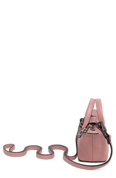 Shop Longchamp Mini Le Pliage Cuir Leather Top Handle Bag In Antique Pink