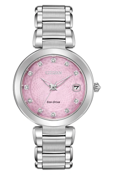 Shop Citizen Diamond Accented Bracelet Watch, 33mm In Silver