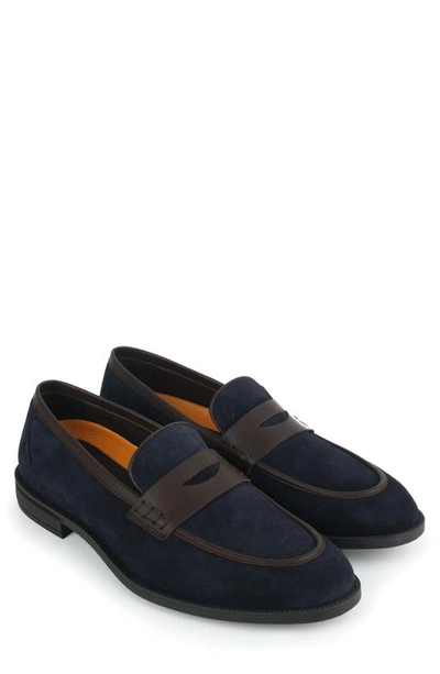 Shop Vellapais Cratos Comfort Penny Loafer In Navy Blue