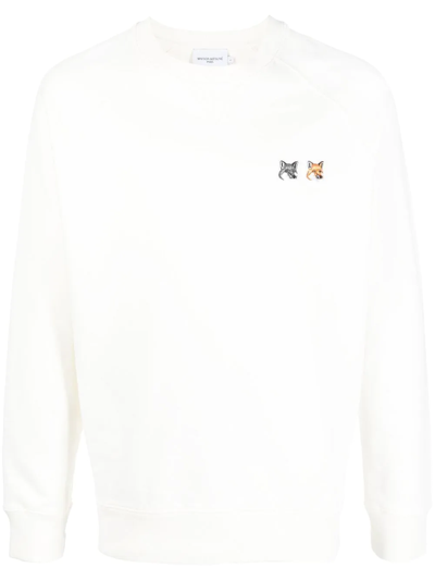 Shop Maison Kitsuné Double Fox Head Patch Sweatshirt In White