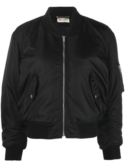 Shop Saint Laurent Zip-up Bomber Jacket In Black