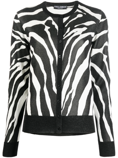 Shop Dolce & Gabbana Zebra-print Cardigan In Black