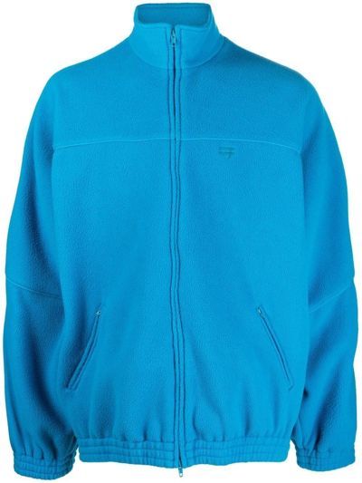 Shop Balenciaga Oversized Fleece Tracksuit Jacket In Blue