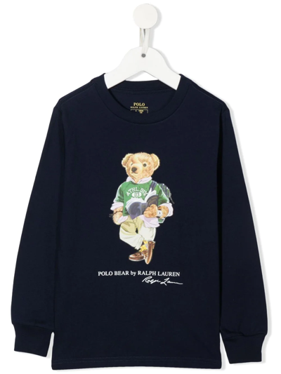 Shop Ralph Lauren Polo Bear Print Sweatshirt In Blue