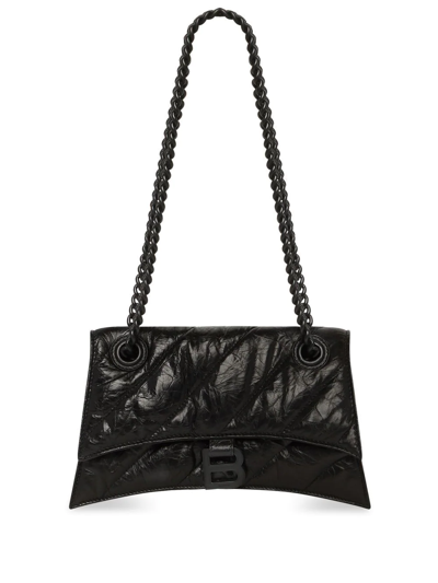 Shop Balenciaga Small Crush Chain-strap Shoulder Bag In Black