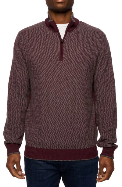 Shop Robert Graham Draco Quarter Zip Sweater In Burgundy