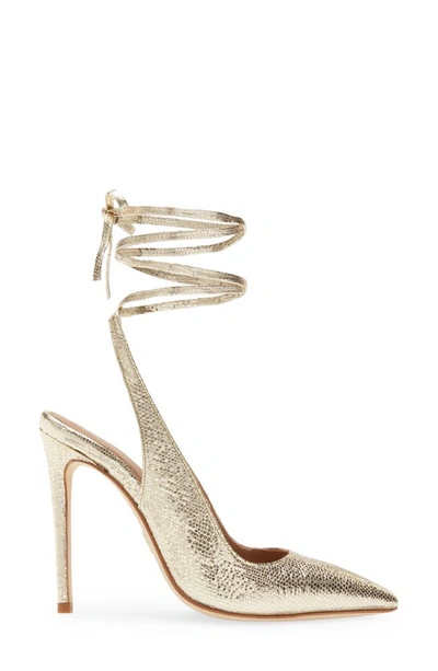Shop Brother Vellies Ribbon Ankle Tie Pump In Gold