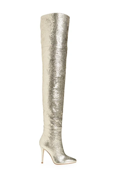 Shop Brother Vellies Allora Over The Knee Metallic Pointed Toe Boot In Gold
