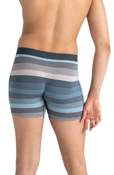 Shop Saxx Vibe Supersoft Slim Fit Performance Boxer Briefs In Hazy Stripe- Washed Blue