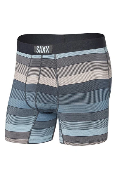 Shop Saxx Vibe Supersoft Slim Fit Performance Boxer Briefs In Hazy Stripe- Washed Blue