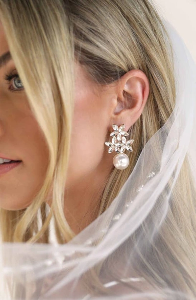 Ettika Best Day Floral Faux Pearl Earrings In 18k Gold Plate In Gold