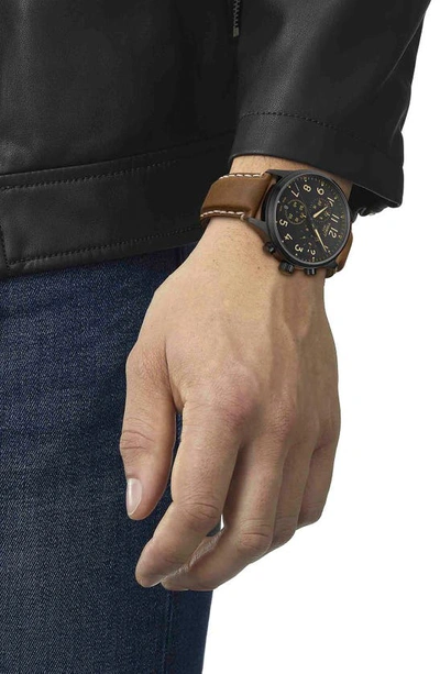 Shop Tissot Chrono Xl Chronograph Leather Strap Watch, 45mm In Beige