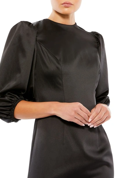 Shop Ieena For Mac Duggal Beaded Fringe Hem Satin Minidress In Black