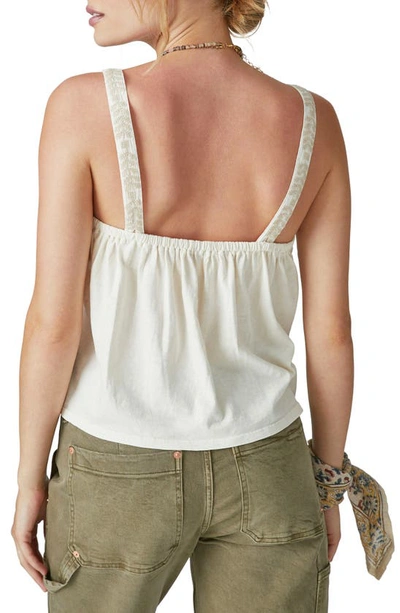 Shop Lucky Brand Embroidered Cotton Jersey Camisole In Whitecap Gray