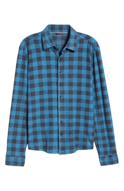 Shop Stone Rose Dry Touch® Performance Buffalo Check Fleece Button-up Shirt In Blue