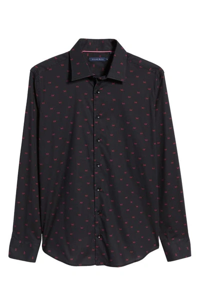 Shop Stone Rose Tiger Print Stretch Cotton Button-up Shirt In Black