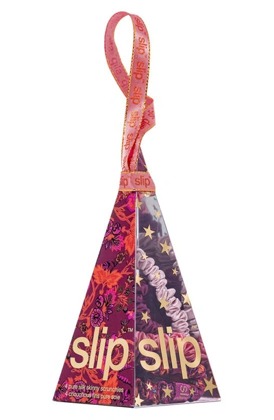 Slip Moonflower Ornament Pure Silk Skinny Scrunchie Set In Moonflower Nights
