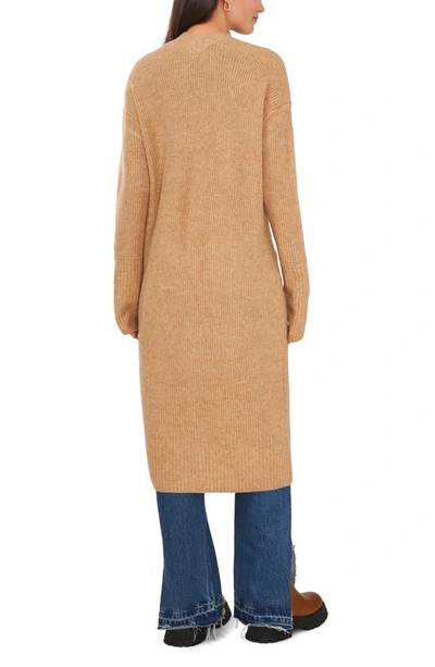Vince Camuto Longer Length Ribbed Cardigan In Latte Heather