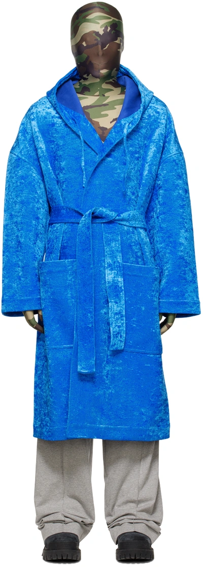 Shop Vetements Blue Bathrobe Coat