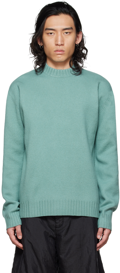 Shop Jil Sander Blue Crewneck Sweater In 441 - Lagoon