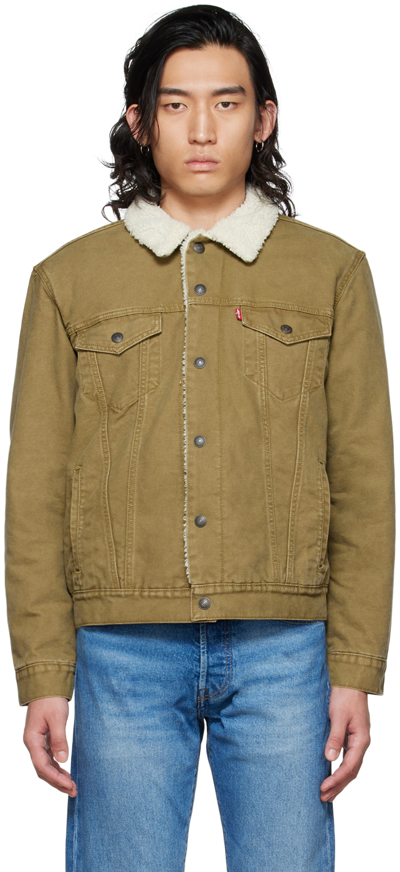 Levi's Khaki Type Iii Denim Jacket In Washed Cougar Canvas | ModeSens