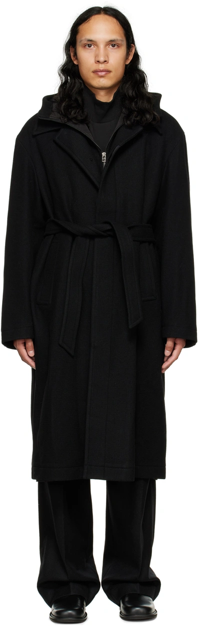 Shop Le17septembre Black Hooded Coat