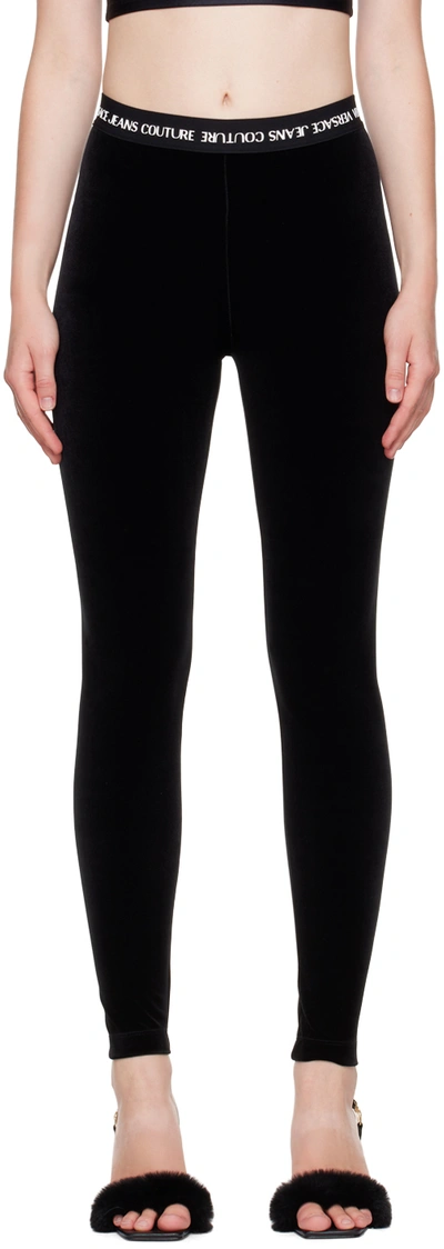 Shop Versace Jeans Couture Black Bonded Leggings In E899 Black