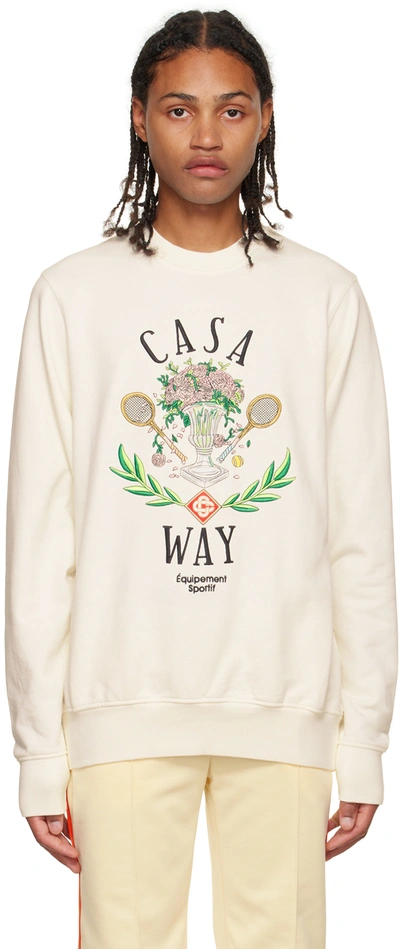 Shop Casablanca White 'casa Way' Sweatshirt