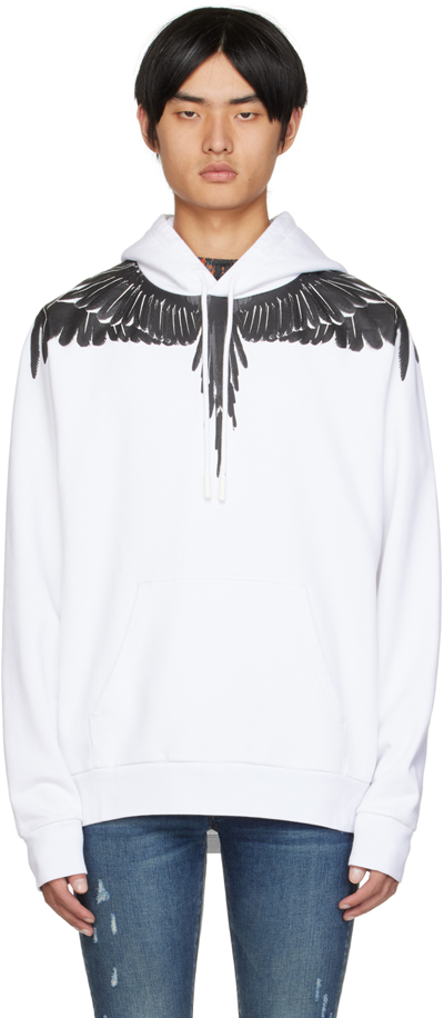 Shop Marcelo Burlon County Of Milan White Icon Wings Hoodie In White Black