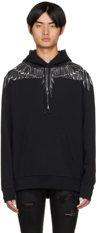 Shop Marcelo Burlon County Of Milan Black Icon Wings Hoodie In Black Black