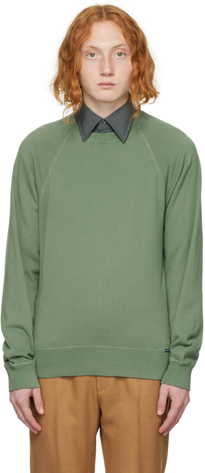 Shop Tom Ford Green Garment-dyed Sweatshirt In V43 Washed Green