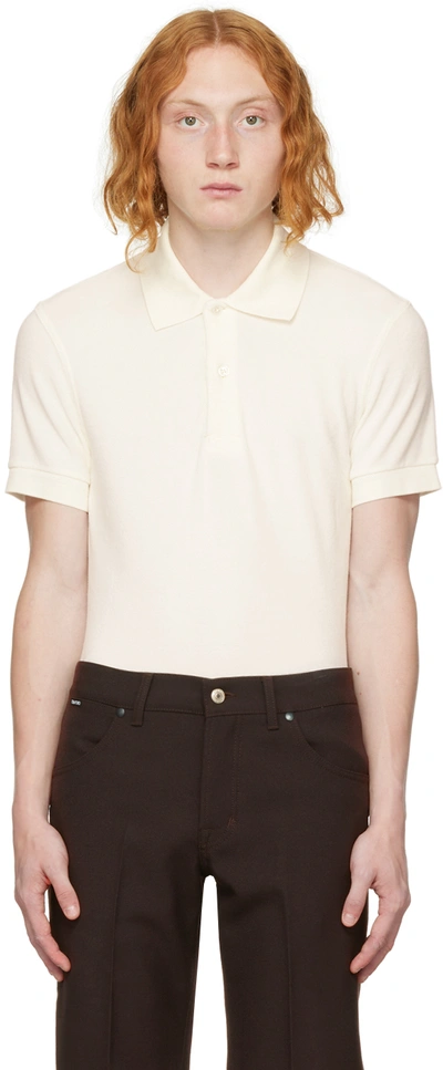 Shop Tom Ford White Towelling Polo In N01 White