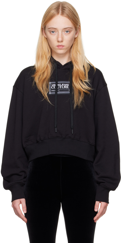 Shop Versace Jeans Couture Black Piece Number Hoodie In E899 Black