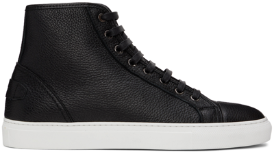 Shop Brioni Black Leather Sneakers In 1000 Black