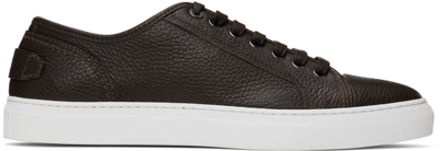 Shop Brioni Brown Leather Sneakers In 2000 Coffee