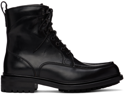 Shop Brioni Black Leather Boots In 1000 Black