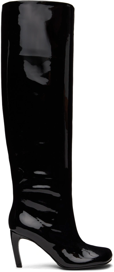 Shop Dries Van Noten Black Coated Tall Boots In 900 Black